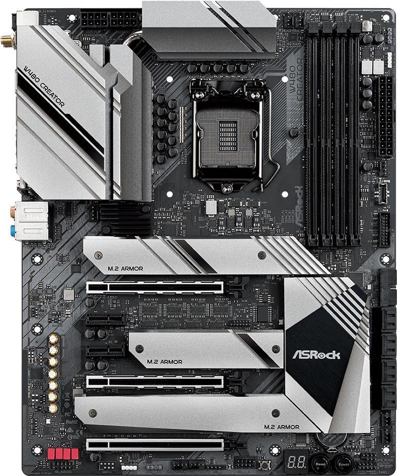 ASRock W480 Creator - Motherboard - ATX - LGA1200-Sockel - W480 - USB-C Gen2, USB 3.2 Gen 1, USB 3.2 Gen 2 - 10 Gigabit LAN, 2.5 Gigabit LAN, Wi-Fi, Bluetooth - Onboard-Grafik (CPU erforderlich) - HD Audio (8-Kanal) von ASRock