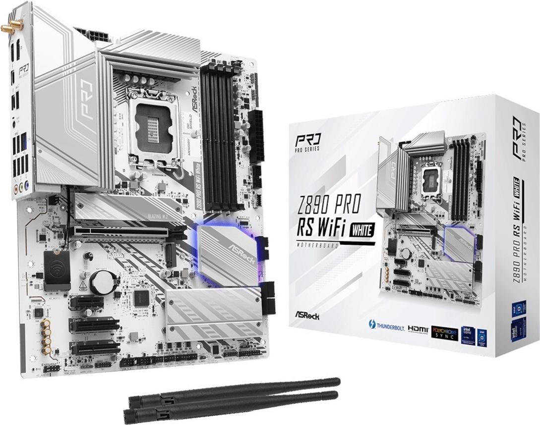 ASRock Z890 Pro RS WiFi White Intel DDR5 S1851 (90-MXBQC0-A0UAYZ) von ASRock