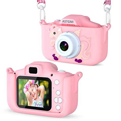 ASTGMI Kamera-Spielzeug für Kinder für Jungen und Mädchen, 1080P HD-Kamera, Kinderfotos, Kinderfotos, Geburtstag für Kinder von 3 4 5 6 7 8 9 10 Jahren, mit 32 GB SD-Karte (Rosa) von ASTGMI