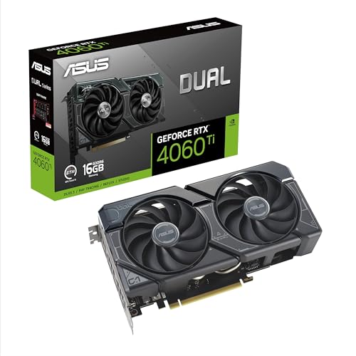 ASUS Dual GeForce RTX 4060 Ti 16GB GDDR6 Gaming Grafikkarte (Nvidia RTX4060 Ti DLSS 3, PCIe 4.0, 1x HMDI 2.1a, 3X DisplayPort 1.4a, schwarz, DUAL-RTX4060TI-16G) von ASUS