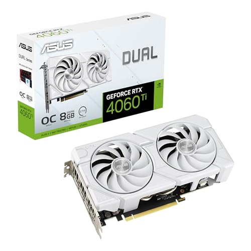 ASUS Dual GeForce RTX 4060 Ti EVO White OC Edition 8GB GDDR6 Gaming Grafikkarte (Nvidia RTX4060 DLSS 3, 357 AI Tops, PCIe 4.0, 1x HDMI 2.1a, 3X DisplayPort 1.4a, weiß, DUAL-RTX4060TI-O8G-EVO-WHITE) von ASUS