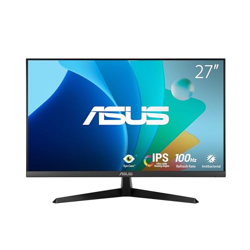 ASUS Eye Care VY279HF - 27 Zoll Full HD Monitor - 100 Hz, 1ms MPRT, AdaptiveSync - IPS Panel, Vesa 100x100, 16:9, 1920x1080, HDMI von ASUS