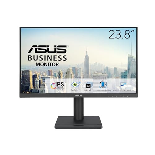 ASUS Business VA24DQFS - 24 Zoll Full HD Monitor - Rahmenlos, ergonomisch, Adaptive-Sync, EPEAT Gold - 100 Hz, 16:9 IPS Panel, 1920x1080 - DP, HDMI, D-Sub, USB Hub, Speaker von ASUS