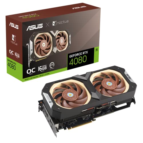 ASUS GeForce RTX™ 4080 16GB GDDR6X Noctua OC Edition (PCIe 4.0, 16GB GDDR6X, DLSS 3, HDMI 2.1a, DisplayPort 1.4a, Noctua NF-A12x25 PWM Lüfter, optimierte Dampfkammer, GPU Tweak III) von ASUS