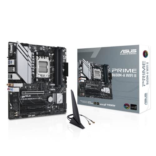 ASUS Prime B650M-A WIFI Gaming Mainboard Sockel AMD AM5 (Ryzen 7000, micro-ATX, DDR5 Speicher, PCIe 5.0, WiFi 6, BIOS Flashback, USB 3.2 Gen 2, Aura Sync) von ASUS