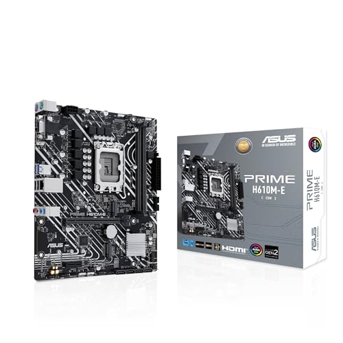 ASUS Prime H610M-E-CSM Mainboard Sockel Intel LGA 1700 (Intel H610, mATX, DDR4 Speicher, PCIe 4.0, 2X M.2, COM Header, RGB Header) von ASUS