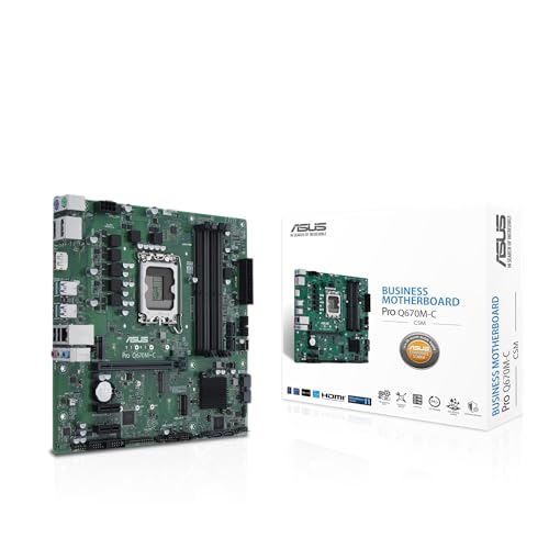 ASUS Pro Q670M-C-CSM Business-Mainboard Sockel Intel LGA 1700 (Micro-ATX, PCIe 4.0, DDR5, Intel-vPro-Unterstützung, HDMI, DisplayPort, USB-A 3.2), CE59873, schwarz von ASUS