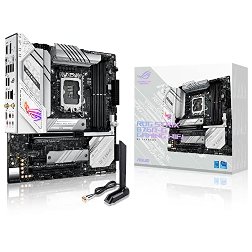 ASUS ROG STRIX B760-G GAMING WIFI Mainboard Sockel Intel LGA 1700 (Intel B760, mATX, DDR5 Speicher, PCIe 5.0, WiFi 6E, 2x PCIe 4.0 M.2, Aura Sync) weiß von ASUS