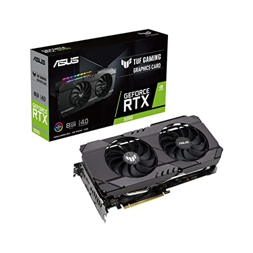 ASUS TUF Gaming GeForce RTX 3050 OC Edition Grafikkarte, PCIe 4.0, 8GB GDDR6, HDMI 2.1, DisplayPort 1.4a, doppelte Kugellager, Aluminiumgehäuse, 2.8 Slot, GPU Tweak II, schwarz ASUS TUF Gaming GeForce RTX 3050 OC Edition Grafikkarte, PCIe 4.0, 8GB GDDR6, HDMI 2.1, DisplayPort 1.4a, doppelte Kugellager, Aluminiumgehäuse, 2.8 Slot, GPU Tweak II, schwarz von ASUS