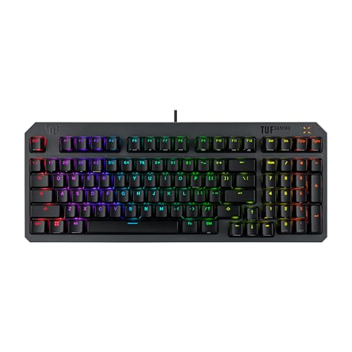 ASUS TUF Gaming K3 Gen II Gaming-Tastatur mit 97 Tasten, opto-mechanische RGB-Switches, Silikondichtung, stoßdämpfender Schaumstoff, wasserdicht IP57, abnehmbare Oberplatte und Aura Sync, AZERTY von ASUS