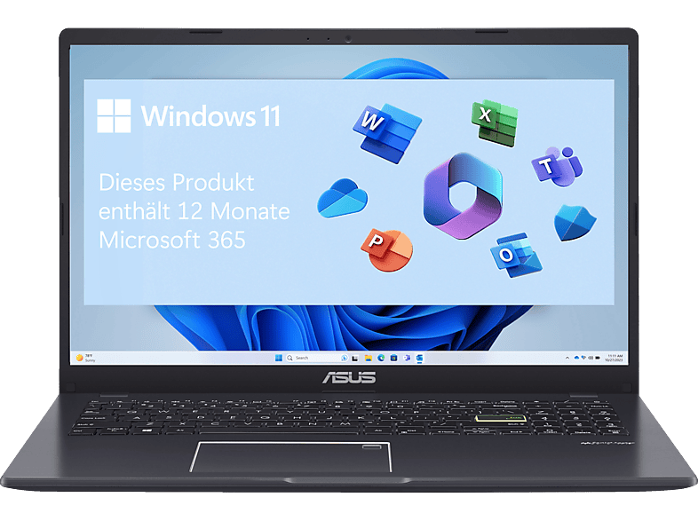 ASUS Vivobook Go 15 E510KA-EJ225WS, inkl. 1 Jahr Microsoft 365 Single, Notebook, mit 15,6 Zoll Display, Intel® Celeron®,N4500 Prozessor, 4 GB RAM, 128 eMMC, HD Graphics, Star Black, Windows 11 Home S-Modus (64 Bit) von ASUS