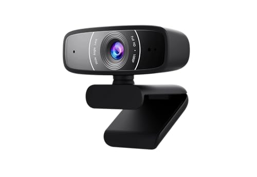 ASUS Webcam C3 Full HD USB-Kamera (1080p-Auflösung, 30 FPS, Beamforming-Mikrofon, 360° Drehmechanismus, kompatibel mit Skype, Teams und Zoom) von ASUS