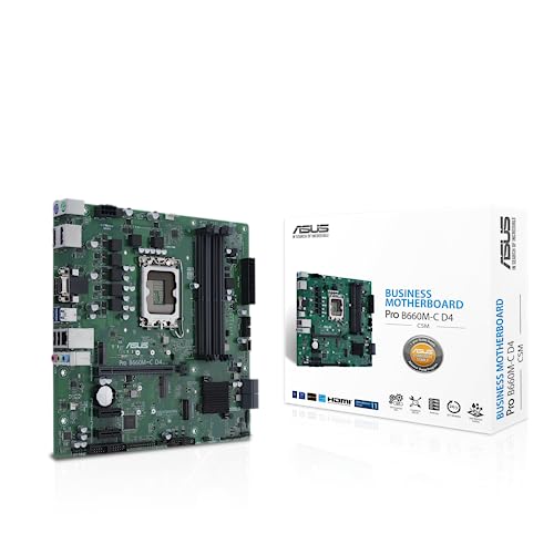 Asus Pro B660M-C-CSM Business Mainboard Sockel Intel LGA 1700 (mATX, PCIe 4,0, 1Gbit/s Ethernet, COM Debug Header, Remote IT Management), CE59876, schwarz von ASUS
