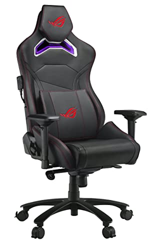 ROG Chariot RGB Gaming-Stuhl (Rennwagen-Stil, Aura RGB-Beleuchtung, One-Touch-Controller für RGB-Steuerung, Stahlrahmen, Atmungsaktiver Innenschaum und Kunstlederoberfläche) von ASUS