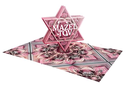 ASVP Shop Bat Mitzvah 3D-Karte – Mazel Tov Pop-Up mit aufwendigem rosa Stern-Design von ASVP Shop