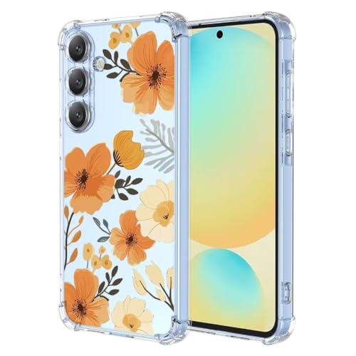 ATISIJIE Case for Samsung Galaxy S24 FE,Case Women Girls Flower Pattern Design Transparent Flexible TPU Scratch-Resistant Case Coverr-SJ303 von ATISIJIE