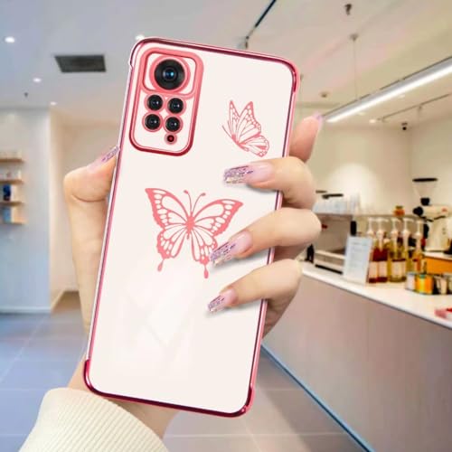 ATISIJIE Schmetterling Hülle für XiaoMi RedMi Note 11 Pro 4G / 5G,Vergoldet Mädchen Schmetterling Design Schutzhülle Stoßfest Slim Dünn TPU Handyhülle Rosa von ATISIJIE