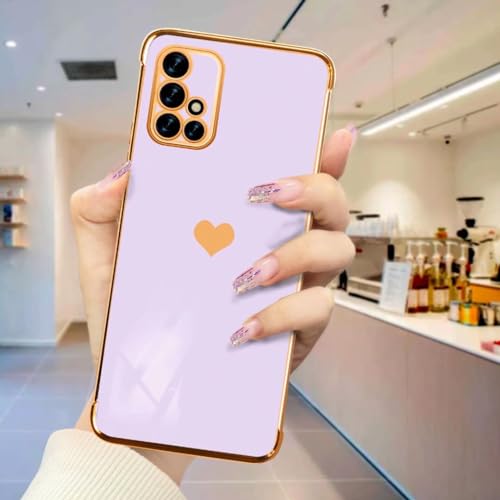 ATISIJIE für Samsung Galaxy A51 4G Herz Hülle,Herz Mädchen Handyhülle Süß Galvanik Liebesmuster Silikon Schutzhülle Kameraschutz Stoßfest Bumper Hülle für Samsung Galaxy A51 4G(DDAX-Purple) von ATISIJIE