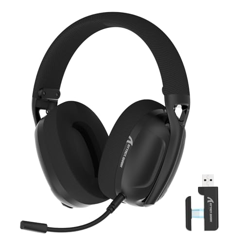 ATTACK SHARK L80 Ultra Leichtes Drahtloses Gaming-Headset, BT 5.3, 2.4G, 3.5mm Kabelgebunden, 50 Std, 40mm Pro-G Treiber, Gaming-Kopfhörer mit Abnehmbaren Mikrofon, für PC, Mac, Mobilgeräte - Schwarz von ATTACK SHARK