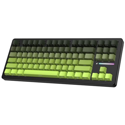 ATTACK SHARK M87PRO TKL Kabellose Mechanische Gaming-Tastatur, BT5.0/2.4G/USB-C Kabelgebundene Hot-Swap-RGB-Tastatur mit US-Layout, Linearer Weißer Schalter Mit Seitlichem Farbverlaufsdruck -Matcha von ATTACK SHARK