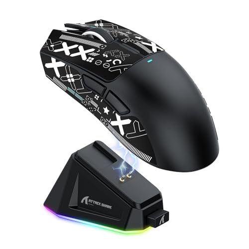 ATTACK SHARK X11 Gaming Mouse mit Magnetic Charging Dock, PixArt PAW3311 Gaming Sensor, BT/2.4G Wireless/Wired Gaming Mouse mit Mouse Grip Tape, 22000 DPI, Gamer Mice for Win11/Xbox/PS/Mac (Schwarz) von ATTACK SHARK