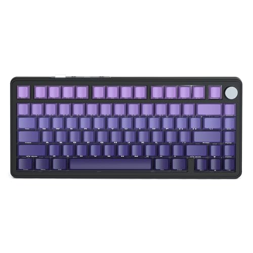 ATTACK SHARK X85 Gasket Mechanische Tastatur mit Drehregler, 75% kabellose Gaming-Tastatur mit fünfschichtiger Polsterung, BT5.0/2.4G/USB-C,RGB, Hot-Swap-fähig, PBT-Tastenkappen (Lila) von ATTACK SHARK