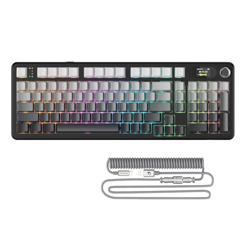 ATTACK SHARK X98PRO Gasket Mechanische Gaming-Tastatur, BT/2,4G Wireless/USB-C, LED-Bildschirm und CNC-Knopf, RGB-Seitengravur, 98 Tasten Hot-Swap-Linearschalter, 4000mAh, für PC, MAC-Black Gradient von ATTACK SHARK