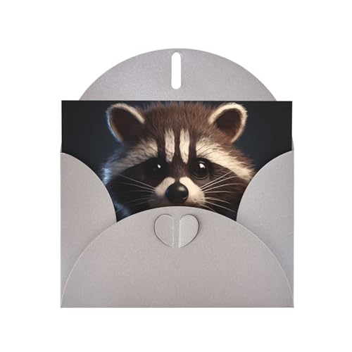 Gray ATTBBH Little Raccoon Face Prints Grußkarte für Weihnachten, Geburtstage und besondere Anlässe von ATTBBH