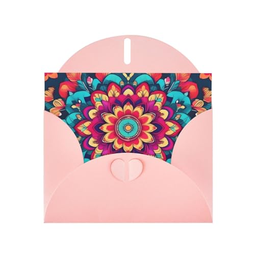 Pink ATTBBH Boho Mandala Bunte Blumen Drucke Grußkarte für Weihnachten, Geburtstage und besondere Anlässe von ATTBBH