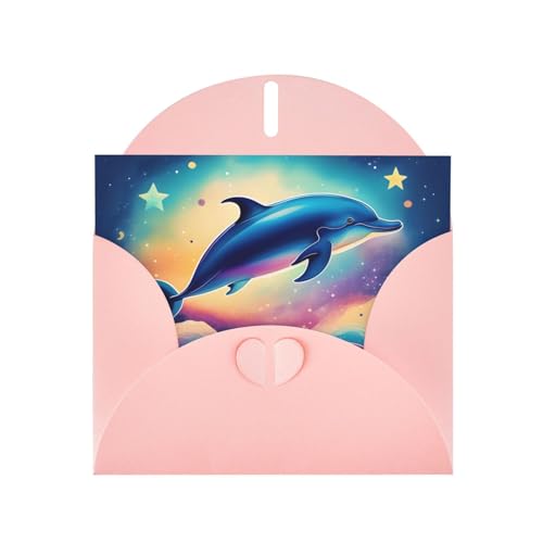 Pink ATTBBH Bunte Sternenhimmel, Ozean, Delfin-Drucke, Grußkarte für Weihnachten, Geburtstage und besondere Anlässe von ATTBBH