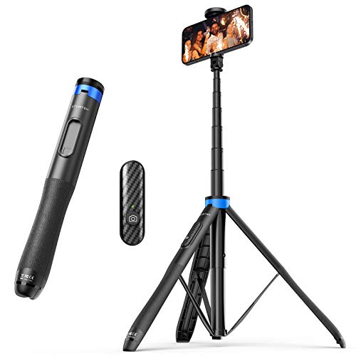 ATUMTEK 130CM Selfiestick, Bluetooth Selfie-Stick mit Hochbelastbarem Aluminium und Rutschfesten Dreibein Füßen für iPhone und Android-Handy Selfie, Videoaufnahme, Videoblogs, Live Streaming, TikTok von ATUMTEK
