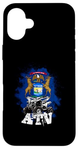 Hülle für iPhone 16 Plus ATV Reiten ATV Racing Michigan Flagge ATV von ATV Gifts for Men