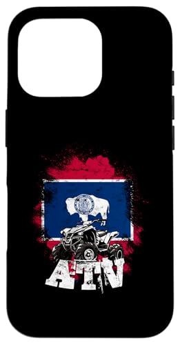 Hülle für iPhone 16 Pro ATV Reiten ATV Racing Wyoming Flagge ATV von ATV Gifts for Men