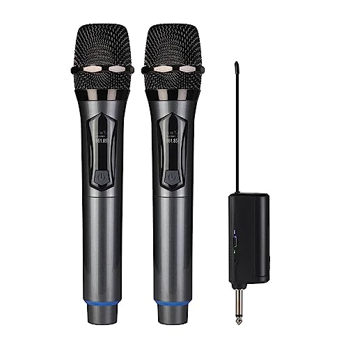 AUBEST kabelloses Mikrofon, Drahtloses Mikrofon mit Fester Frequenz, Handgerät ohne wiederaufladbare Lithiumbatterie for Bühnen-Kirchenpartys(Black Microphone) von AUBEST