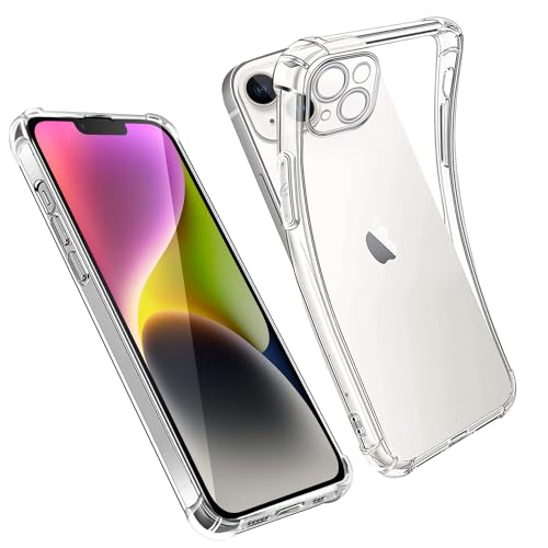 AUKASE Schutzhülle für iPhone 14 Hülle (6,1 Zoll), Handyhülle aus Durchsichtig Silikon, TPU weich [Bumper mit verstärkten Ecken], Stoßfest, kompatibel mit Apple (Transparent, iPhone 14 6.1) von AUKASE