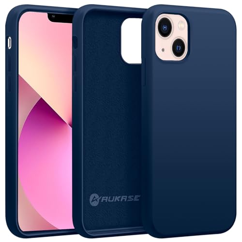 AUKASE Silikon Case für iPhone 13 Hülle (6.1"), iPhone 14 Hülle, Premium Silikon Handyhülle, weichem Mikrofaser-Innenfutter Stoßfestes, Schutzhülle Kompatibel mit (Blau, iP 13 / iP 14) von AUKASE