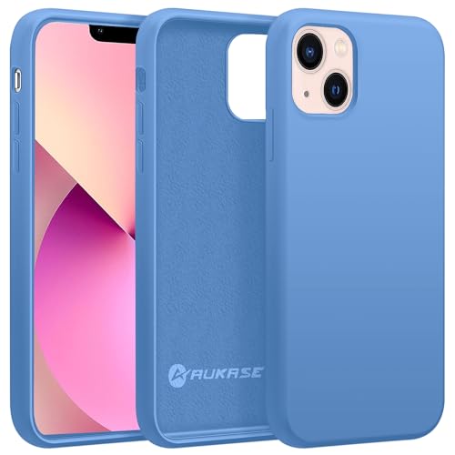 AUKASE Silikon Case für iPhone 13 Hülle (6.1"), iPhone 14 Hülle, Premium Silikon Handyhülle, weichem Mikrofaser-Innenfutter Stoßfestes, Schutzhülle Kompatibel mit (Himmelblau, iP 13 / iP 14) von AUKASE