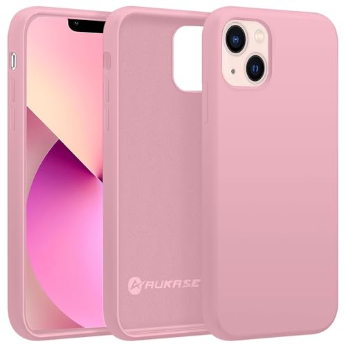 AUKASE Silikon Case für iPhone 13 Hülle (6.1"), iPhone 14 Hülle, Premium Silikon Handyhülle, weichem Mikrofaser-Innenfutter Stoßfestes, Schutzhülle Kompatibel mit (Rosa, iP 13 / iP 14) von AUKASE