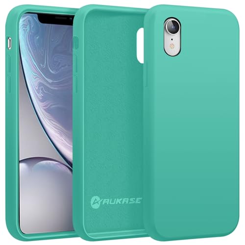 AUKASE Silikon Case für iPhone XR Hülle, Premium Silikon Handyhülle, weichem Mikrofaser-Innenfutter Stoßfestes,Flip Case Kompatibel mit (Türkis, iPhone XR) von AUKASE