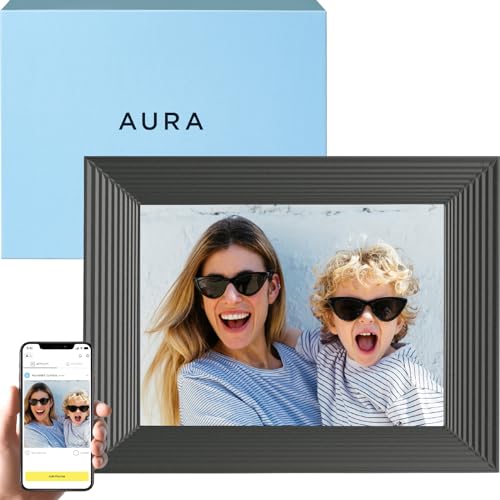 Aura Mason Intelligenter digitaler Bilderrahmen 9 Zoll HD WLAN Cloud Digitaler Fotorahmen, Kostenloser unbegrenzter Speicherplatz, Fotos von überall aus senden – Graphite von AURA