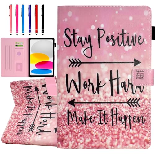 AUSMIX Hülle für iPad 10. Generation (10,9 Zoll, Modell 2022), Premium PU Leather Stand Smart Cover Case for iPad 10th Gen 10.9 inch 2022, Auto Wake/Sleep Smart Shell,Rosa von AUSMIX