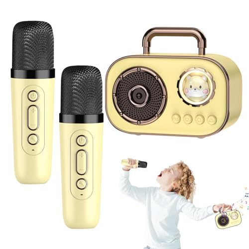 AUTOECHO Karaoke-Maschine für Kinder, tragbare Karaoke-Maschine, Tragbarer kabelloser Lautsprecher mit Mikrofon, Wiederaufladbare, Lange Akkulaufzeit, doppelter Mikrofonanschluss, Audiozubehör für von AUTOECHO