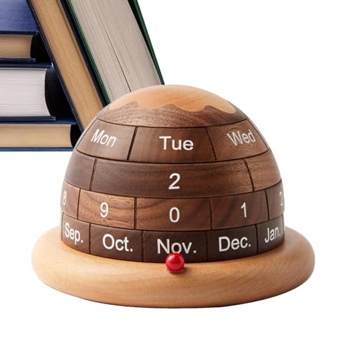 AUTOECHO Schreibtischkalender aus Holz, Dauerkalender aus Holz,Planet Tischkalender aus Holz, Kalender - Ästhetische rustikale Blockkalender-Tischdekorationen für Desktop und Zuhause von AUTOECHO