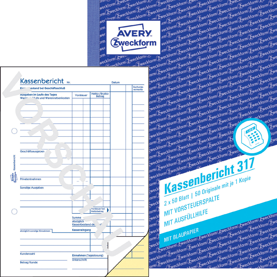 AVERY Zweckform Formularbuch Kassenbericht, SD, DIN A5 von AVERY Zweckform