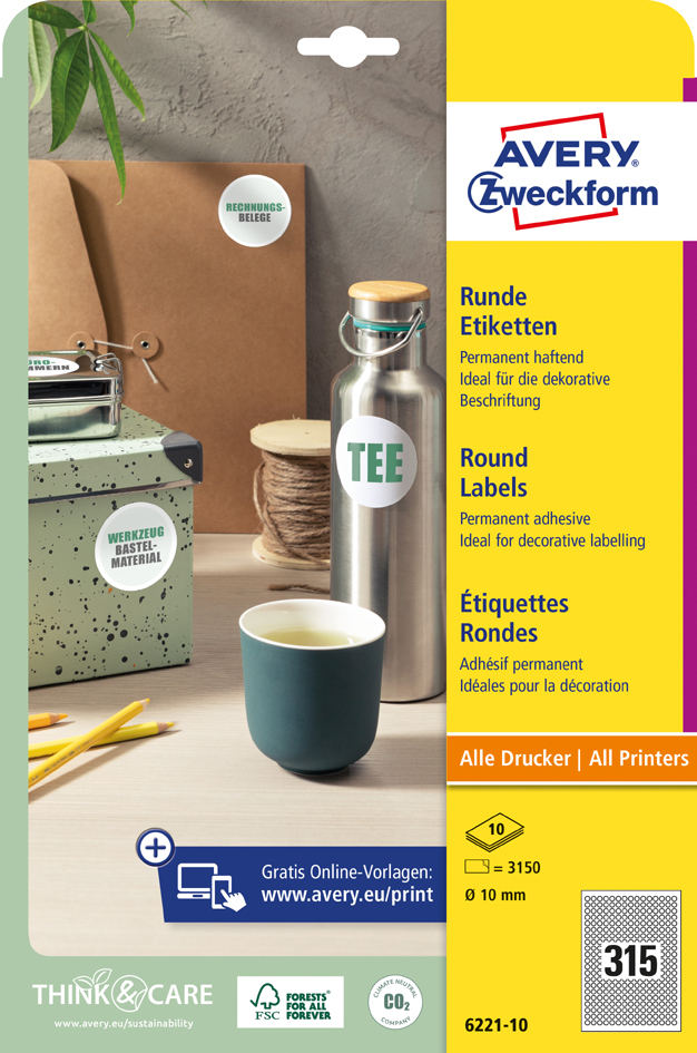 AVERY Zweckform Kennzeichnungs-Etiketten, Durchmesser: 80 mm AVERY Zweckform Kennzeichnungs-Etiketten, Durchmesser: 80 mm von AVERY Zweckform