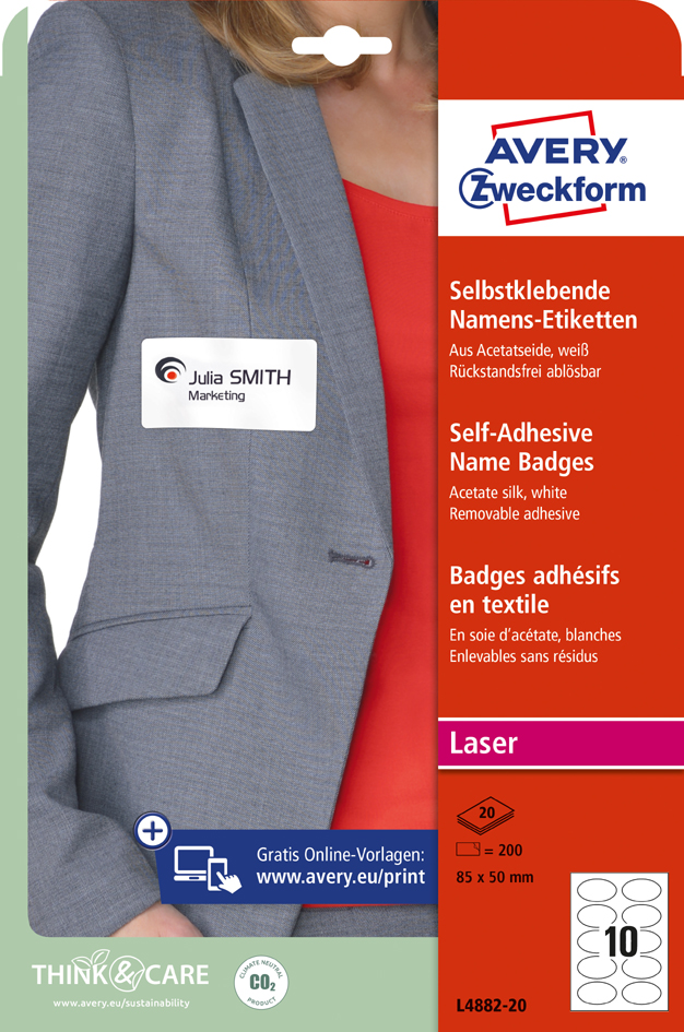 AVERY Zweckform Laser-Namens-Etiketten, 85 x 50 mm, oval von AVERY Zweckform