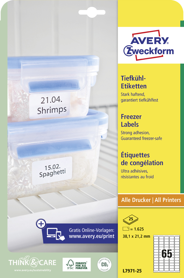 AVERY Zweckform Tiefkühl-Etiketten, 30 x 50 mm, weiß AVERY Zweckform Tiefkühl-Etiketten, 30 x 50 mm, weiß von AVERY Zweckform