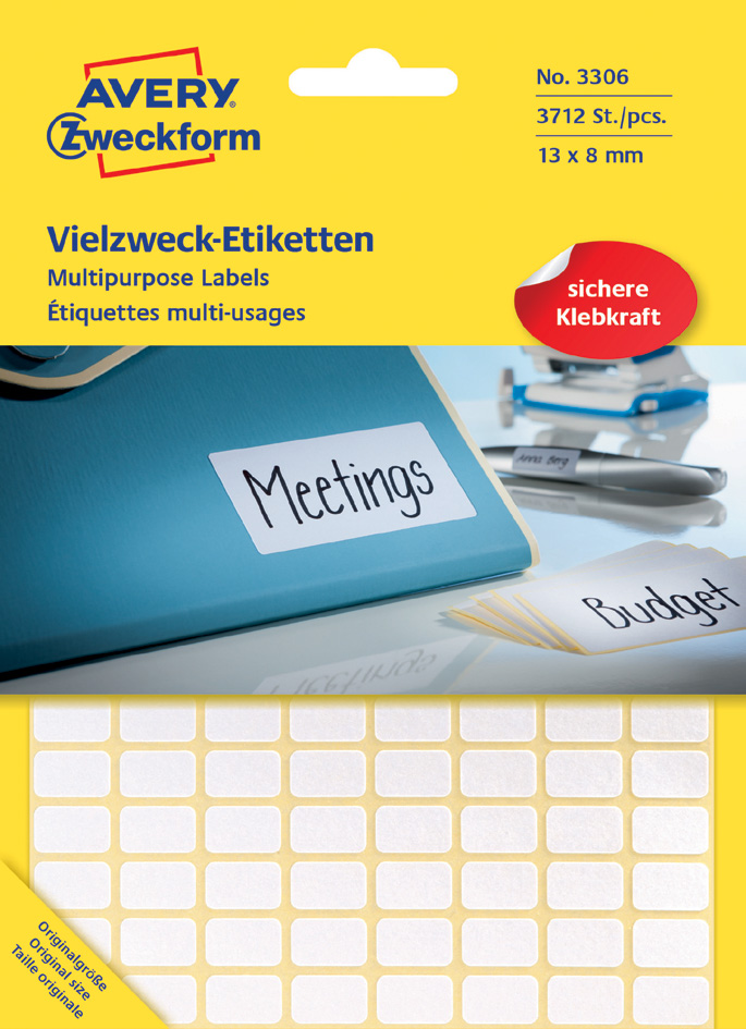 AVERY Zweckform Vielzweck-Etiketten, 13 x 8 mm, weiß, FP von AVERY Zweckform