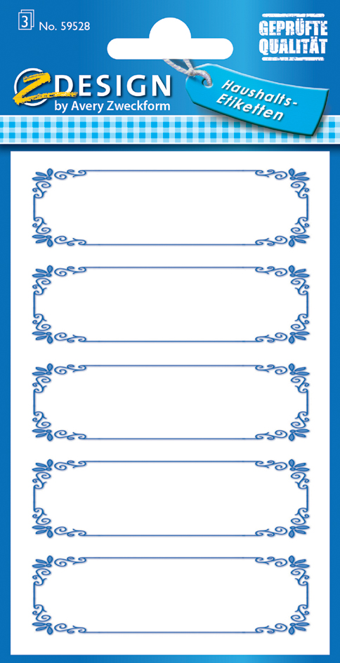 AVERY Zweckform Z-Design Haushaltsetiketten , Rahmen blau, von AVERY Zweckform