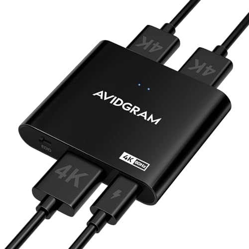 HDMI Splitter 1 In 2 Out 4K 60Hz 4:4:4, AVIDGRAM HDMI 2 Port Splitter with Copy, Downscaler, and Auto Mode for Dual Identical Display, Compatible with Xbox, PS4 Pro, PS5 (Black) von AVIDGRAM